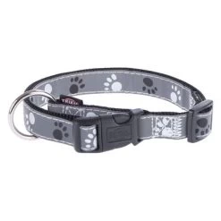 Lot : Collier + Laisse Trixie Silver Reflect, Motif De Pattes Pour Chien -Pet Care Soldes 23130 PLA Trixie Halsband Pfoten Silver Reflect FG30 2
