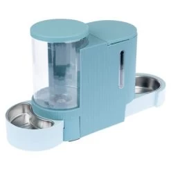 Distributeur D'eau Et De Nourriture TIAKI, Bleu Clair Pour Chien Et Chat