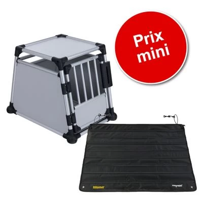 Lot : Cage De Transport Trixie En Aluminium, Gris Clair + Protection Pour Pare-chocs Rollmat 3 Lot : Cage De Transport Trixie En Aluminium, Gris Clair + Protection Pour Pare-chocs Rollmat
