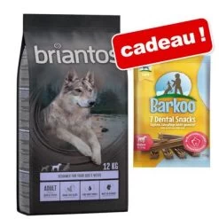 Croquettes Briantos 12 / 14 Kg Pour Chien + Barkoo Dental Snacks Medium 180 G En Cadeau !